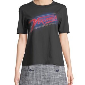 Veronica Beard Rhinestone LOGO Black Tee Large